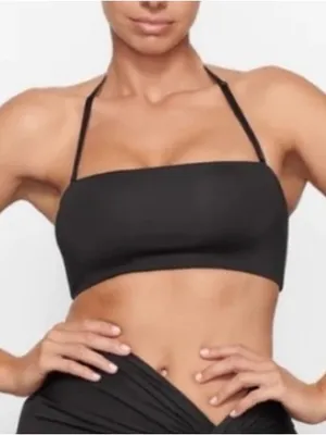 Skims NWT 2PC Onyx Bandeau Halter Bikini Top & Mid Waist Bottoms Swimsuit L thumbnail 4