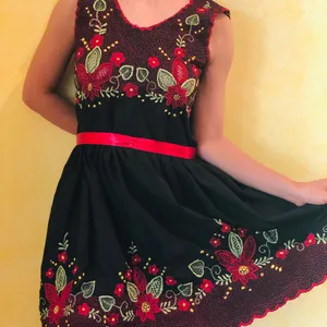 Handmade Philippine Embroidered Dress Black thumbnail 2