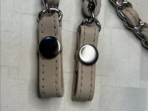 Tory Burch Taupe Leather-Interwoven Silver Chain Replacement Strap thumbnail 3
