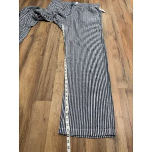 Old Navy XL Tall Linen Blend Wide Leg Pants Blue White Stripe Drawstring thumbnail 8