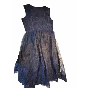 STYLEWE HZY Navy Blue Organza with Emroidered Floral Detail Dress thumbnail 14