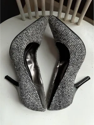 Rampage Black and White Tweed Pointed Toe Heels thumbnail 3