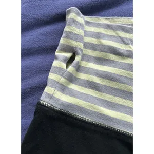 Mossimo Supply Co Womens Black Leggings Striped Fold Over Waist Size Medium thumbnail 3