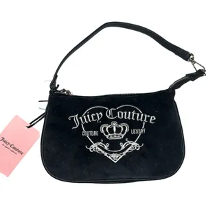 Juicy Couture Black Velvet Embroidered Logo Wristlet thumbnail 1