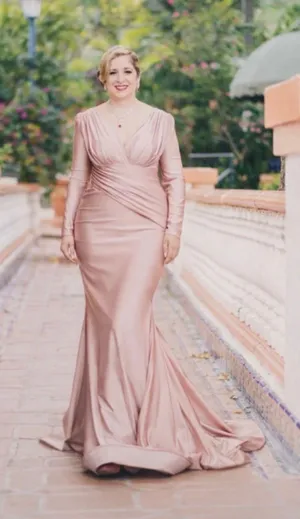 & Other Stories Blush & Burgundy Bridal Bundle – Dusty Rose Gown, Handmade Veil, Necklace & Rose Hair Accessory thumbnail 1