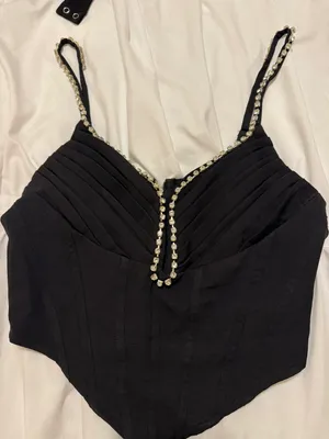 Pretty Little Thing Black Corset Top thumbnail 1