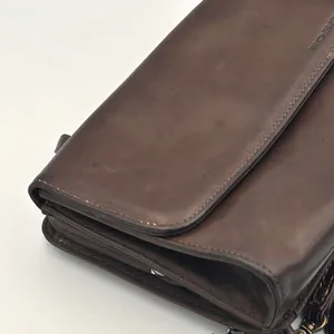 Vintage‎ Fossil Brown Leather Crossbody Organizer Wallet Bag Kiss Lock Y2K thumbnail 8