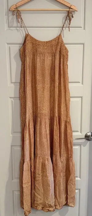 Natalie Martin Melanie 100% Silk‎ Brown Maxi Dress Size Small thumbnail 1