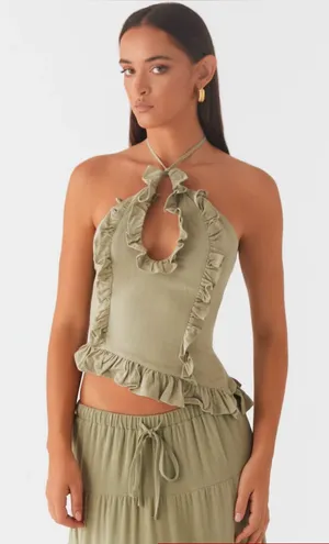 NWT Peppermayo Mariella Linen Top - Sage thumbnail 1