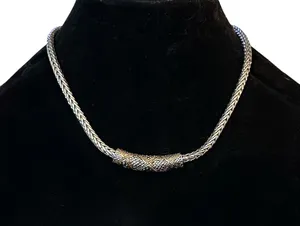 Premier Designs wheat chain two tone bar pendant necklace thumbnail 1