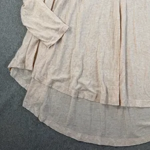 We The Free Free People Women's Medium Peach High Low Pleated 3/4 Sleeve Top thumbnail 3
