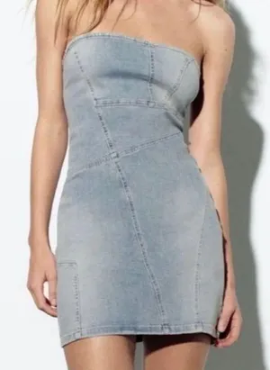 NWT Zara Denim Strapless Mini Dress thumbnail 1