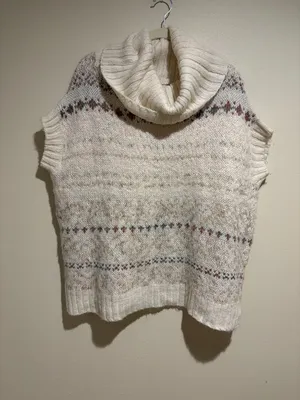 Free People Snow Bunny Sweater Vest Oversized Turtleneck Fair Isle thumbnail 2