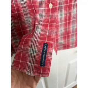 Abercrombie Fitch Womens Medium Red Plaid‎ Cotton Button Down Oversized vintage thumbnail 2