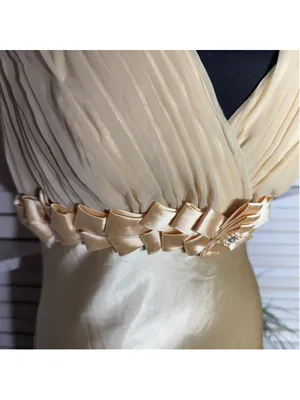 Vintage 90s prom dress golden satin open back mermaid formal homecoming fairy S thumbnail 8