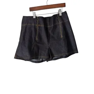 Unique Vintage Denim Shorts High Waist Stretch Black‎ w/ Pockets Size L thumbnail 6