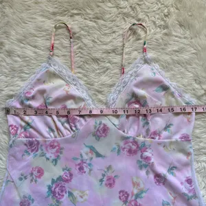 Pucker Up Slip Nightgown Sleepwear Vintage Floral Lace Pink L thumbnail 9