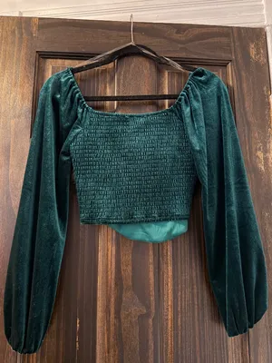 Altar’d State Green Velvet Top thumbnail 2
