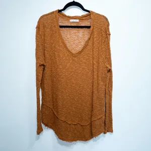 Free People We The Free Copper Orange Ocean Air Hacci Sweater Size Medium thumbnail 2