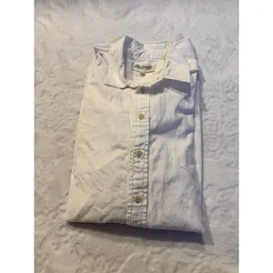 Madewell The Linen Blend Shirt Sz Medium White Button Up Classic Core Side Slit thumbnail 7