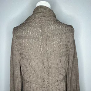 Angel of the North Anthropologie Brown Romi Cable Longline Open Front Cardigan thumbnail 8