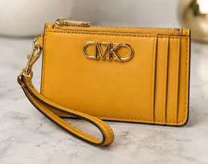Michael Kors Parker Marigold Leather Zip Card Case Wristlet Wallet NWT thumbnail 1