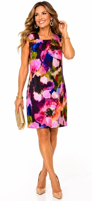 Trina Turk With A Twist Watercolor Floral Dress 10 Cocktail Wedding Guest Party thumbnail 1