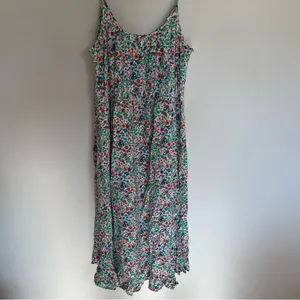 J.CREW Factory Midi Dress Women’s 8 Floral Sleeveless Ruffle Curved‎ Hem Viscose thumbnail 2