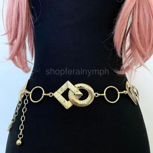 Gold Y2K Geometric Ring Waist Chain Belt, Fits 24 to 42 Inches, X7GA1317 thumbnail 1