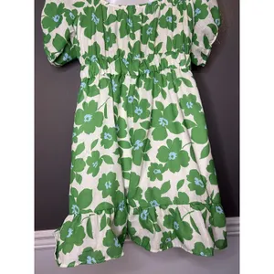 Le Lis Dress Womens Medium Green Floral Puff Sleeve Sweetheart Ruffle Sundress thumbnail 8