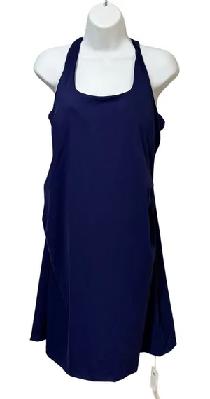 Maacie Maternity Tennis Dress Navy Blue Ruched Crisscross Back Size L NEW thumbnail 1
