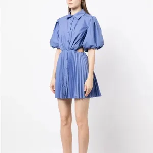 Jonathan Simkhai Blue Puff Sleeve Dress Size L thumbnail 7