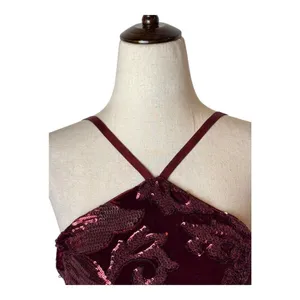 Lulus Dress Women Medium Burgundy Time of Love Sequin Halter‎ Skater Mini Prom thumbnail 5