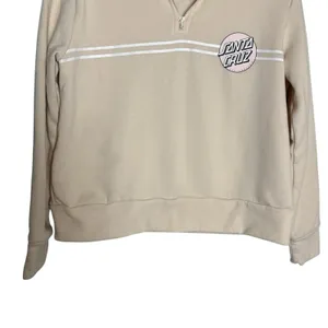 Santa Cruz Cream Fleece Graphic Logo 1/4 Zip Long Sleeve Pullover Sweatshirt S thumbnail 3