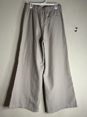 Aerie wide legged tan/cream striped trousers size large NWT thumbnail 2