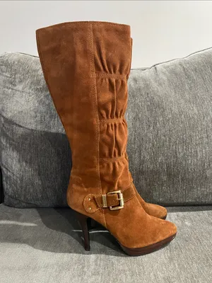 Michael Kors Cognac Suede Leather Knee-High Boots Size 8 thumbnail 6
