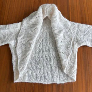 Handmade Cable Knit Shawl Collar Shrug Cardigan S Cream Boho Coastal Chic Preppy thumbnail 8