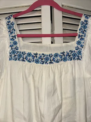 Draper James White Tunic with Blue Floral Embroidery thumbnail 2