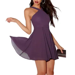 NWT Lulus Forevermore Dusty Purple Skater Halter Neck Mini Dress XS thumbnail 2