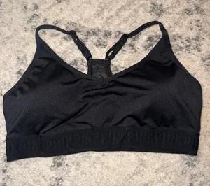 PINK Victoria's Secret Black Seamless Racerback Sports Bralette thumbnail 1