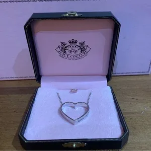 Juicy Couture Retro Pam & Gela Silver Open Heart Pendant Necklace thumbnail 1