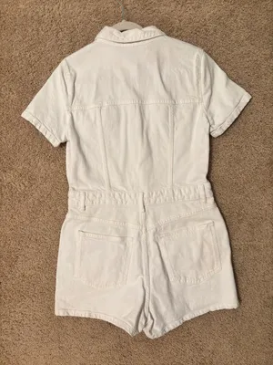 ZARA White Denim Romper thumbnail 4