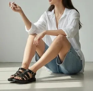 Primark Women's Minimalist Euro style Faux Leather Caged Fisherman Sandals Size 8 thumbnail 1