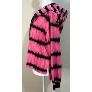 Alice + Olivia Zip Hoodie Womens‎ S Pink Black Tie Dye Crochet Excellent CC102 thumbnail 8