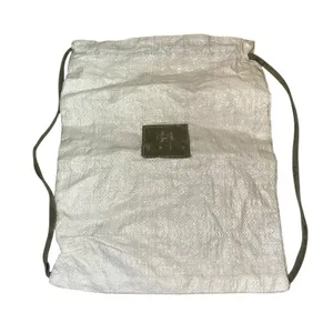 Beba Drawstring Backpack White Woven‎ Sack Bag Minimalist Lightweight Gym Travel thumbnail 2