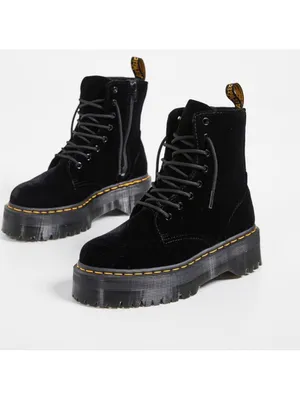 Dr. Martens Jadon Velvet Platform Boots Black Size 7 EUC thumbnail 12