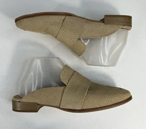 Free People Mules 39 At Ease 2.0 Loafer Suede Embossed Leather Cafe Beige Womens thumbnail 4