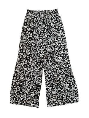 Lush Clothing Womens Wide Leg Pull On Casual‎ Pants Size Medium Black White Floral High Rise thumbnail 1