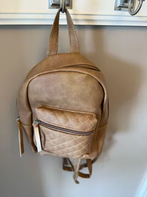 The Smart Trend Brown Quilted Backpack Tan thumbnail 3