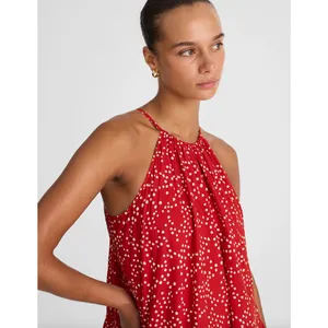 Madewell Drop Waist Mini Dress Polka Dot Trapeze Relaxed Festival Red Medium NWT thumbnail 5